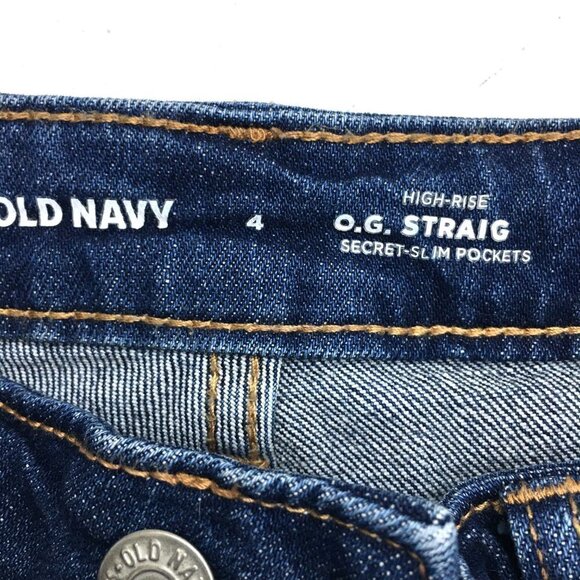 Old Navy Women's Jeans High Rise O.G. Straight Leg Button Fly Fray Hems size 4 - Picture 3 of 11